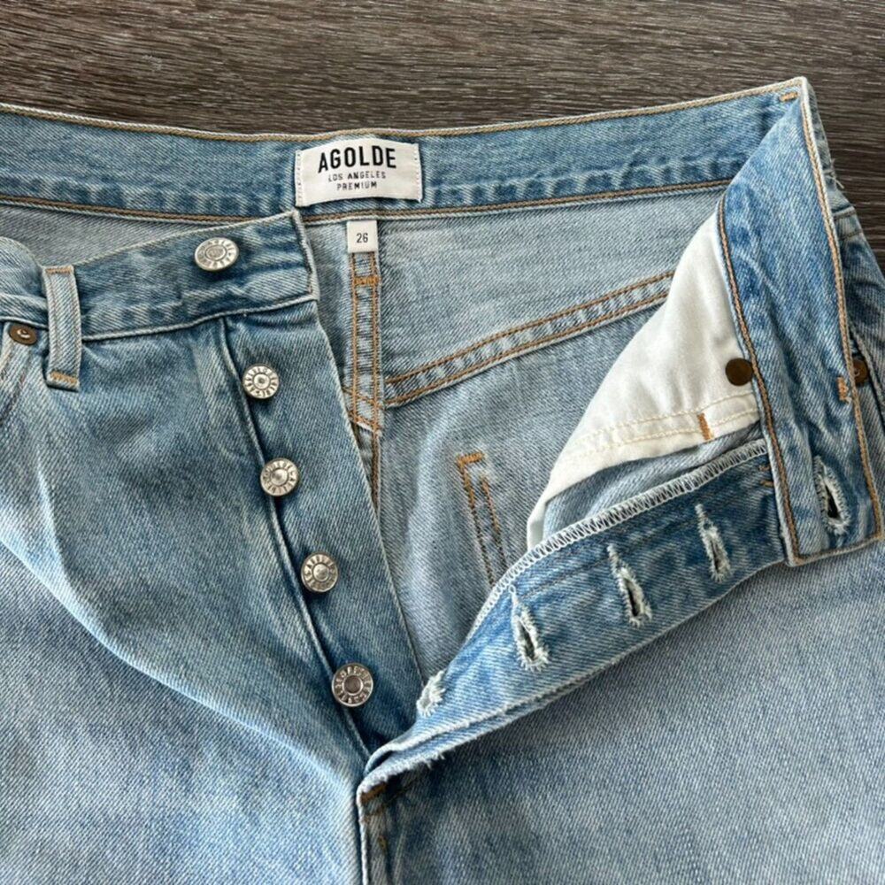AGOLDE Riley High Rise Straight Leg Crop Shatter Wash Jeans Size 26 Distressed - Picture 6 of 16